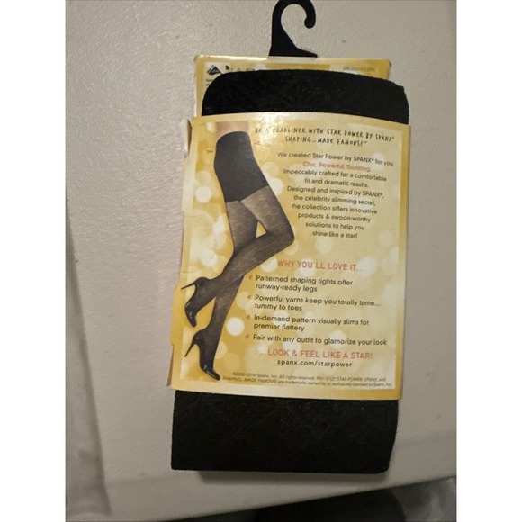 Star Power By Spanx Patterned Shaping Tights Black Size D~165-220 lbs.  M5 - Picture 3 of 4